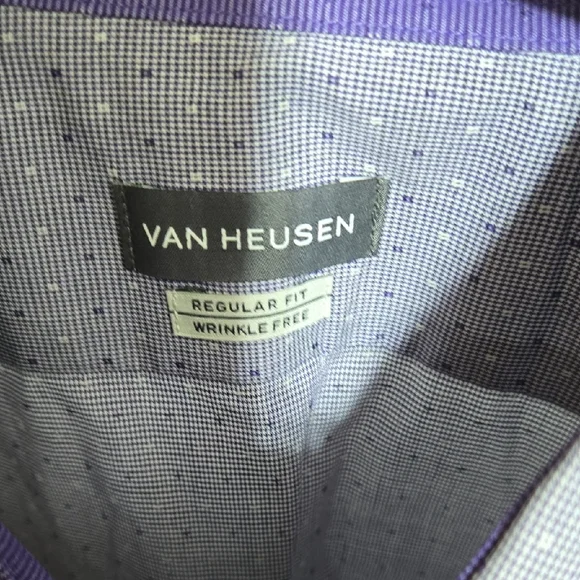 Van Heusen Men's Lavender Dress Shirt Size: 18-18.5 34/35 2XL/2TG - Picture 3 of 4